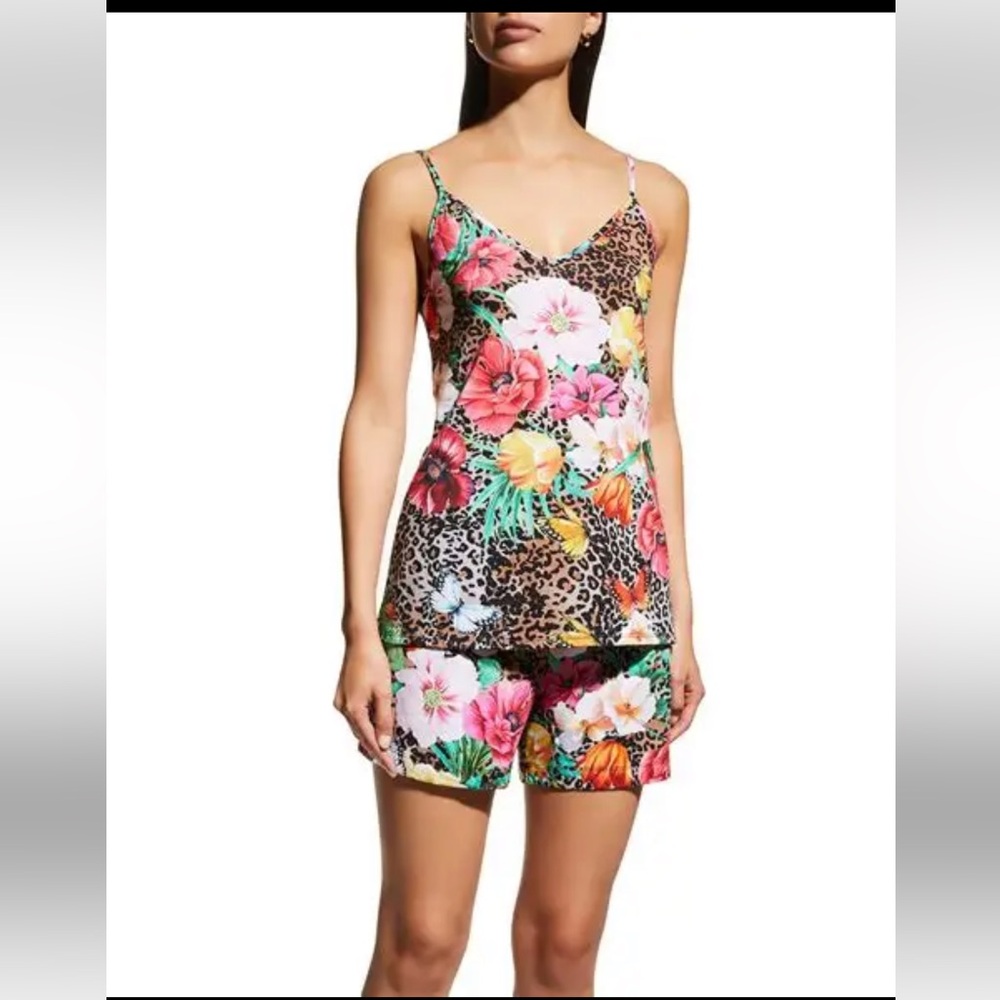 Johnny Was Multicolor Floral Leopard Pajama Set